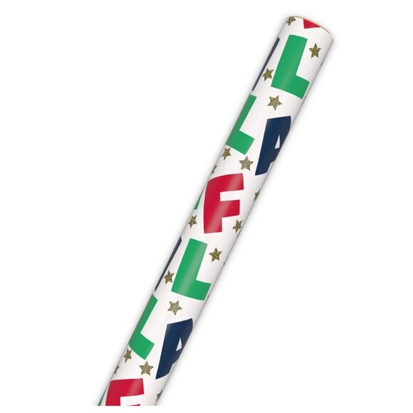 Hallmark Wrapping Paper Colorful Fa La La Lettering 35 sq ft Roll Holiday Gift - Picture 4 of 6